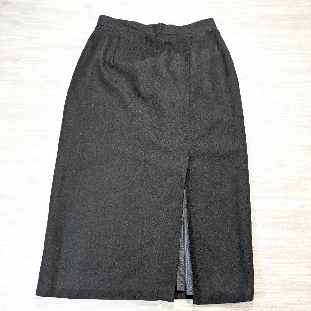 Vintage 80's Women’s Sag Harbor Wool Maxi Skirt Lined Black Classic Career Sz 14